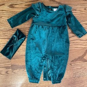 Velour one piece romper